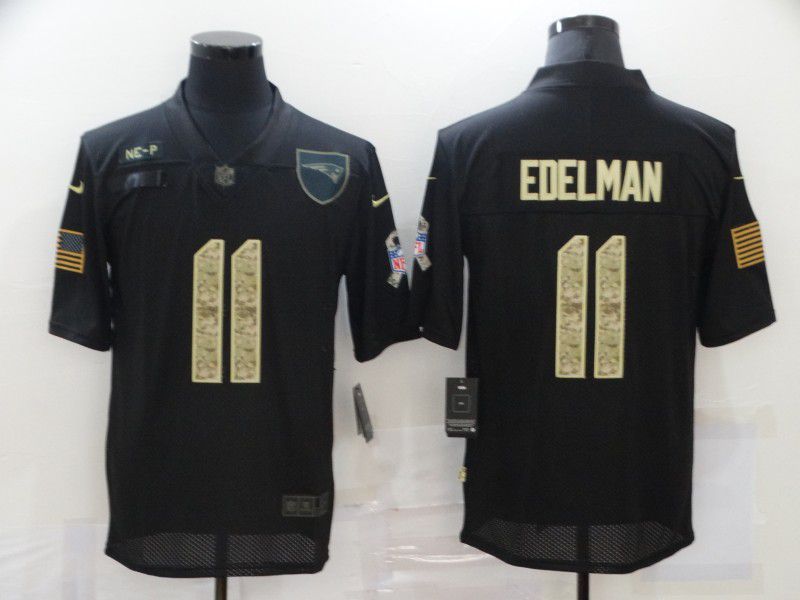 Men New England Patriots #11 Edelman Black camo Lettering 2020 Nike NFL Jersey